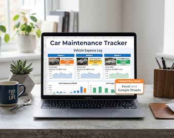 Car Maintenance Tracker: Vehicle Expense Log (Excel, Google Sheets)