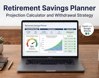 Retirement Savings Planner: Projection Calculator, Withdrawal Strategy (Excel, Google Sheets)