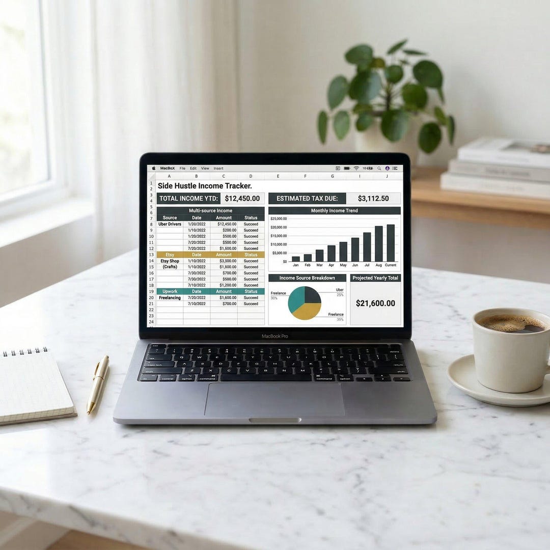 Side Hustle Income Tracker, Gig Economy Planner (excel, Google Sheets ...