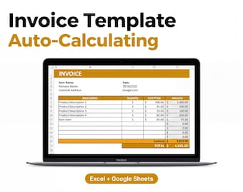 Invoice Template for Small Business | Auto-Calculating Excel, Google Sheets & PDF