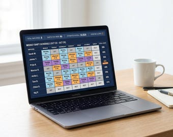 Employee Shift Scheduler Spreadsheet: Excel, Google Sheets (Digital Download)