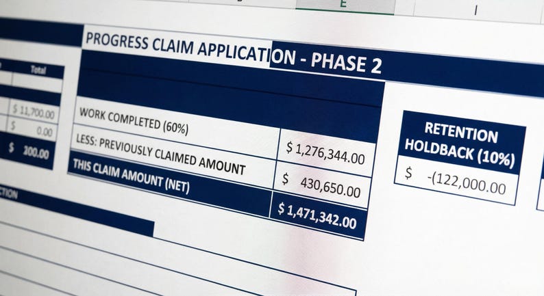 Construction Invoice Template — Builder and Contractor Progress Claim ...