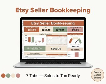 Etsy Seller Bookkeeping Spreadsheet: Sales, Fees, COGS, P&L Tracker (Excel/Google Sheets)