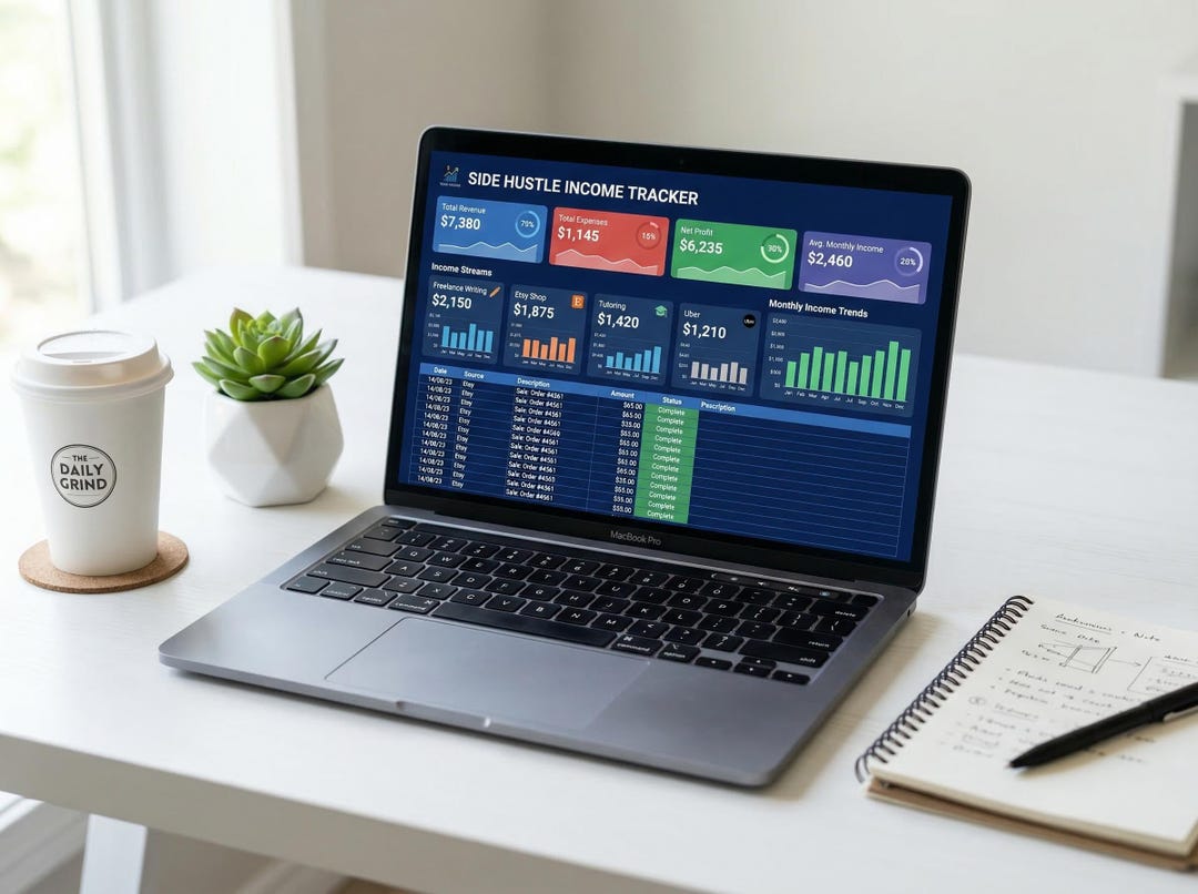 Side Hustle Income Tracker Spreadsheet (excel, Google Sheets) Gig ...