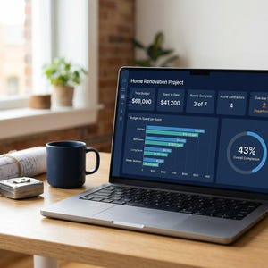 Home Renovation Tracker Spreadsheet Excel Google Sheets Remodel Budget Contractor Timeline Planner Digital Download