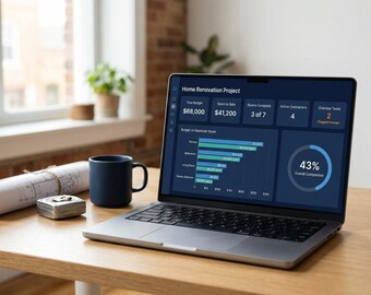 Home Renovation Tracker Spreadsheet Excel Google Sheets Remodel Budget Contractor Timeline Planner Digital Download