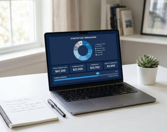 Startup Cost Calculator Spreadsheet Excel Google Sheets Business Plan Budget Funding Tracker Digital Download