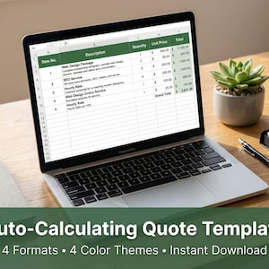 Auto-Calculating Quote Template for Small Business — Excel, Google Sheets & Fillable PDF
