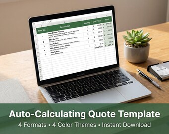 Auto-Calculating Quote Template for Small Business — Excel, Google Sheets & Fillable PDF