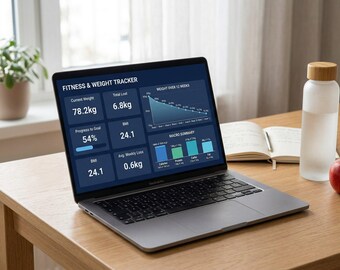 Weight Loss Tracker Spreadsheet: Fitness Journal, Nutrition Log (Digital Download)