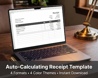 Auto-Calculating Receipt Template for Small Business — Excel, Google Sheets, Printable PDF & Word