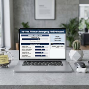 Emergency Fund Tracker Spreadsheet (Excel, Google Sheets) – Savings Goal Visualizer