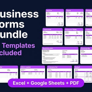 Invoice, Quote & Receipt Template Bundle — Auto-Calculating Excel, Google Sheets, PDF for Small Business