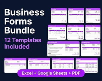 Invoice, Quote & Receipt Template Bundle — Auto-Calculating Excel, Google Sheets, PDF for Small Business