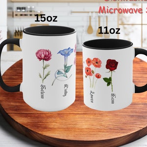 Custom Birth Month Flower mug, Mother&#39;s Day Gift, Plant Mom Mug, Custom Mom Mug, Mothers Day Mug,  Plant mom mug Two-Tone Coffee Mugs
