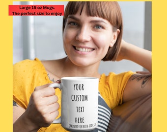 Taza de café con texto personalizado: Cita personalizada, cerámica de 15 oz