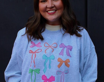 Sweat-shirt avec nœud - Coquette Bow Crewneck - Sweat-shirt tendance avec nœud