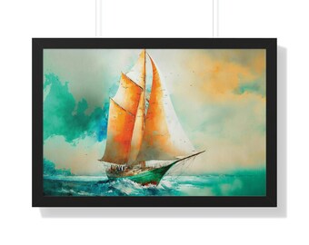 Sailing on Emerald Seas | Framed Sailing Wall Art |  Sailing Framed Print | Coastal Wall Art