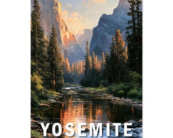Yosemite National Park Poster | Half Dome Sunset Wall Art | California Nature Print