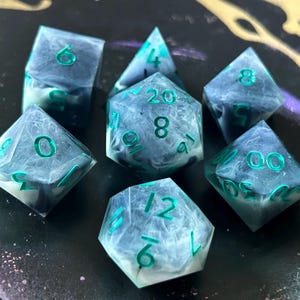Slipstream (b-grade) - handmade resin sharp edge polyhedral dice, DnD, D&D, RPG Dice, Dungeons and Dragons