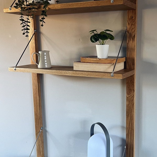 Oak Shelves |Scandinavian Style| Minimalist Design | Handmade Storage Shelving Unit with Stainless Steel Brackets| Triple shelf unit B