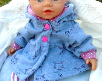 Coat for your doll, with trousers and boots, hooded jacket "Bunny" for doll size around 32 cm.