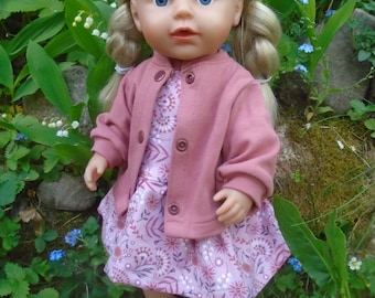 Dress with jacket + headband "Pastel pink flowers" for dolls around 43 cm in size. Oeko-Tex Standard 100