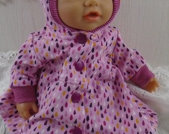 Rain jacket with trousers and boots, hooded jacket "drop" for doll size around 32 cm. Oeko-Tex Standard 100
