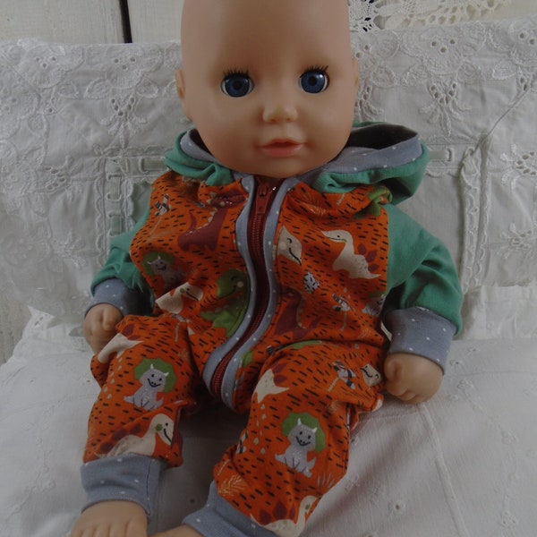 Overall for your doll, suit, romper, sleeper "dinosaur" for doll size around 36 cm. Oeko-Tex Standard 100