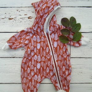 RESERVED FOR TIFFANY Romper for your doll, hooded doll suit "Leaves" for doll size around 43 cm, Oeko-Tex Standard 100