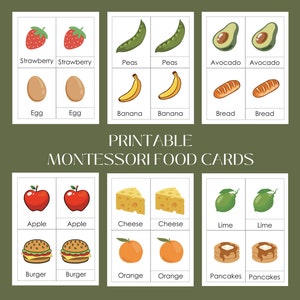 Tarjetas didácticas de alimentos para niños - Tarjetas imprimibles en formato PDF - Tarjetas didácticas de frutas y verduras - Tarjetas didácticas imprimibles - Tarjetas didácticas para niños pequeños - Preescolar