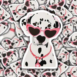 Sticker dalmatien - Dalmatien avec lunettes de soleil - Sticker maman chien - Sticker vinyle - Sticker bouteille d'eau - Sticker ordinateur portable - Sticker chien - Animal de compagnie
