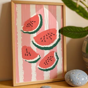 Watermelon Kitchen Print - Fruit Abstract Art Print - Digital Download - DIGITAL Watermelon Painting - Watermelon Slices Painting
