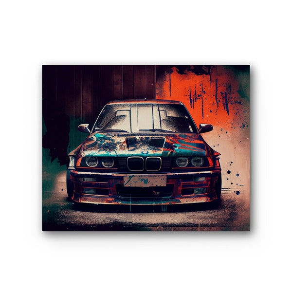 Gifts for car lovers - BMW M3 E36 - digital art on premium stretched canvas