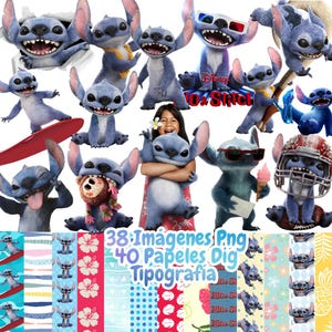 Kit di immagini PNG del film Lilo e Stitch, clipart con sfondo trasparente, più documenti digitali