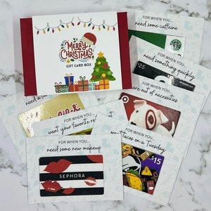 Scatola regalo personalizzata per biglietti di Natale / Porta biglietti di regalo / Regalo di Natale / Scatola regalo ricordo / Biglietti regalo per le feste / Regalo per lui / Regalo per lei