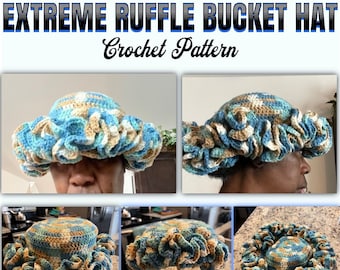 Extreme Ruffle Bucket Hat Pattern | Crochet Ruffle Bucket Hat Pattern | Crochet Patterns | Crochet Hat Pattern | Instant Download