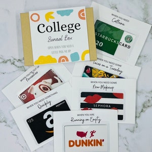 Aangepast College Survival Gift Card-boek | Geschenkkaartdoos | Cadeaukaarthouder | Studentencadeau | Tienercadeau | Student | Afstudeercadeau