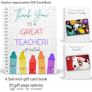 Carte-cadeau personnalisée imprimée de remerciement pour l'enseignant | Porte-cartes cadeau pour enseignants | Cadeau éducateur | Cadeau professeur Adultes | Créez votre propre livre