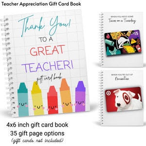 Printed Custom Teacher Appreciation Gift Card Book | Teacher Gift Card Holder | Educator Gift | Teacher Gift Adults | Create Your Own Book