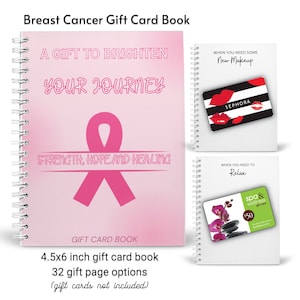 Livro personalizado impresso de cartões-presente para câncer de mama | Porta-cartões-presente | Pacote de tratamento do câncer de mama | Pacote de cuidados de quimioterapia | Crie seu próprio livro