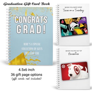 Libro de tarjetas de regalo de graduación personalizado impreso / Libro de tarjetas de regalo graduado de la escuela secundaria / regalo de graduación / titular de la tarjeta de regalo de posgrado / Cree su propio libro