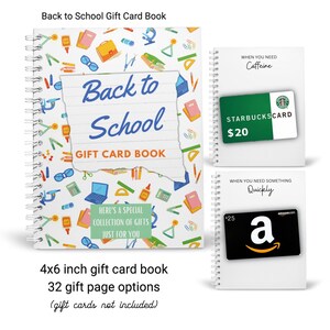 Gedrukt op maat gemaakt terug naar school-cadeaubonboek | Cadeaukaarthouder | Studentencadeau | Tienercadeau | Student | Afstudeercadeau | Maak je boek