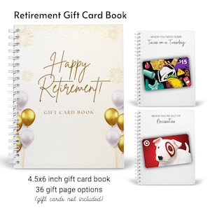 Carnet de cartes-cadeaux de retraite personnalisé imprimé | Porte-cartes-cadeau pour la retraite | Cadeau pour ami | Cadeau collègue | Retraité | Créez votre propre livre