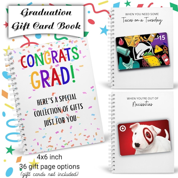 Libro de tarjetas de regalo de graduación personalizado impreso / Libro de tarjetas de regalo Escuela secundaria - Universidad / regalo de graduación / titular de la tarjeta de regalo de posgrado / Crea el tuyo propio