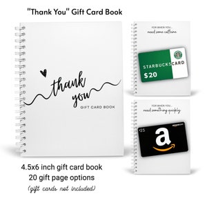 Caixa de cartão-presente de agradecimento impressa | Livro de cartão-presente | Presente de agradecimento | Presente de funcionário | Porta-dinheiro para cartão-presente | Porta-cartão-presente