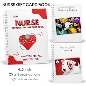 Livro de cartão de presente personalizado impresso de apreciação de enfermeira | porta-cartões de presente de enfermeira | Presente para cuidador | Presente de enfermeira | Crie seu próprio livro