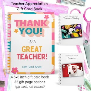 Libro de tarjetas de regalo de agradecimiento para profesores personalizado impreso, Tarjetero de regalo para profesores, Regalo para educadores, Regalo para profesores adultos, Crea tu propio libro