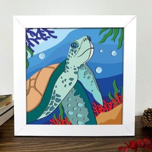 Sea Turtle 3D Layered Paper Cut Shadow Box | Instant Download | SVG Cutting File | 3D Cutting File