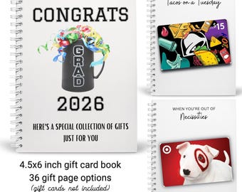 Libro de tarjetas de regalo personalizadas para graduación / Secundaria, Universidad